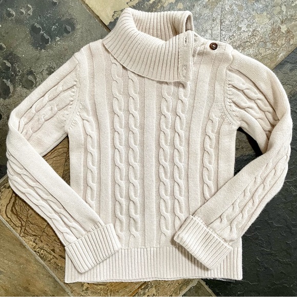 Jacadi Paris•NEW•Jacadi 04A (Size 4 US)•Cable Knit Turtleneck•Ivory•Cotton Blend - Picture 2 of 12